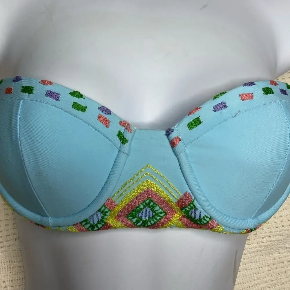 Beach Riot Embroidered Underwire Bandeau‎ Bikini Top